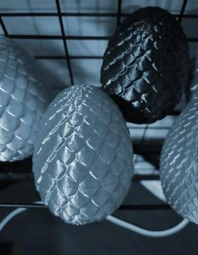 Art objects printed 3D printer. Various creative models created on a 3D printer Stock Photos