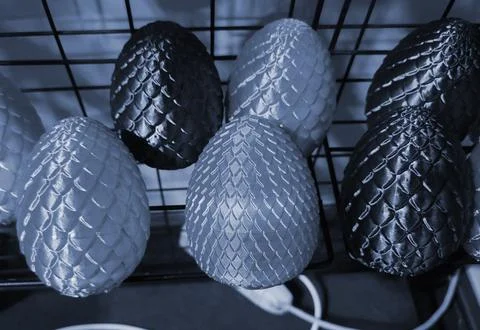 Art objects printed 3D printer. Various creative models created on a 3D printer Foto stock