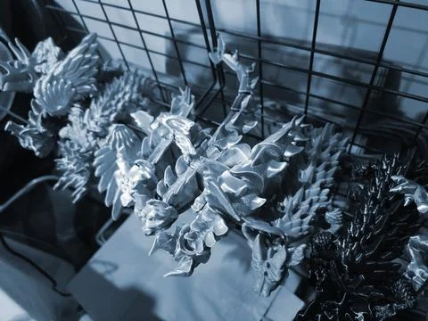 Art objects printed 3D printer. Various creative models created on a 3D printer Stock Photos