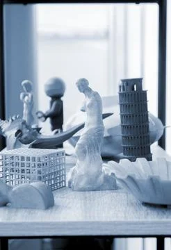 Art objects prototype models printed 3D printer from polyamide powder Foto stock