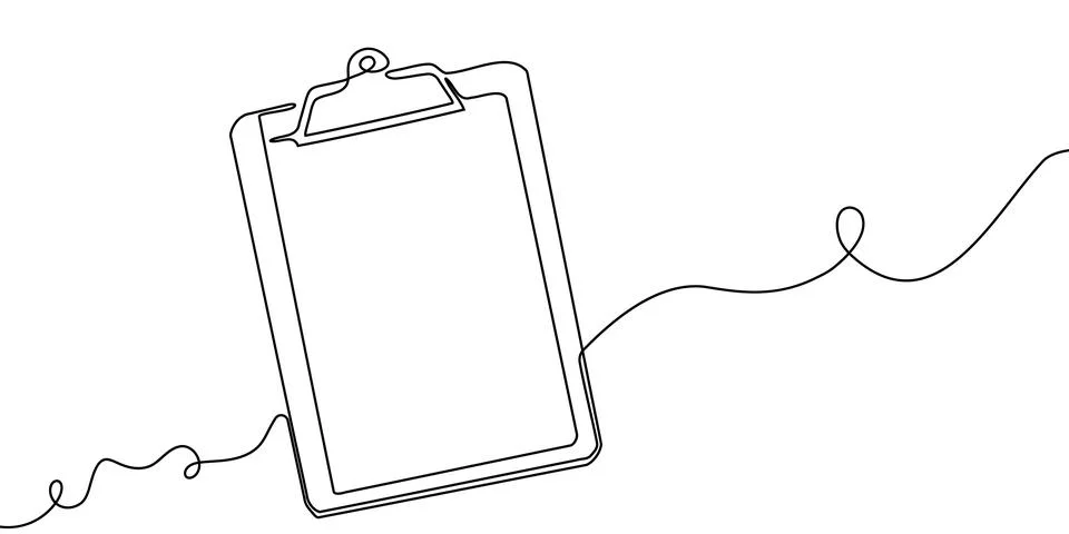 Art one line continuous document icon list illustration single check clipboard Stock Illustration