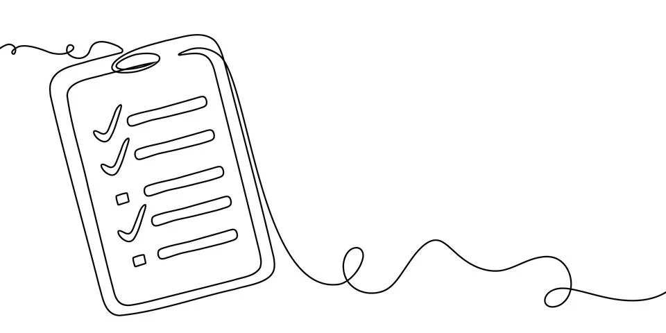Art one line document continuous icon list illustration single check clipboard Stock-Illustration