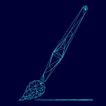 Art paint brush low poly triangulation triangulated polygonal electric cyan b Ilustração Stock