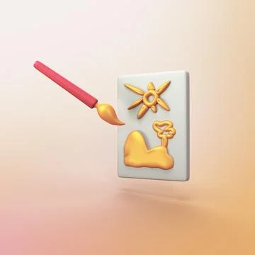 Art paintbrush - stylized 3d CGI icon object Stock Illustration