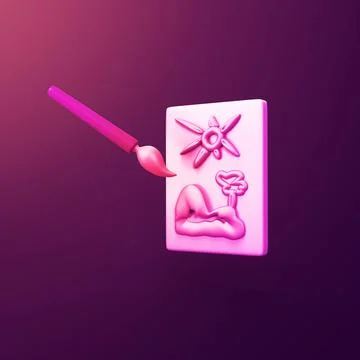Art paintbrush - stylized 3d CGI icon object, Not gen Ai Stock Illustration