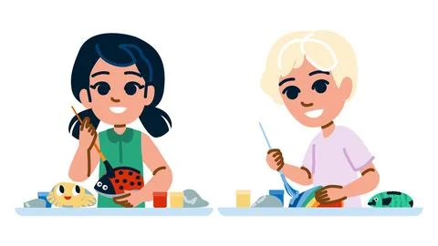 Art painting rocks kid vector イラスト素材
