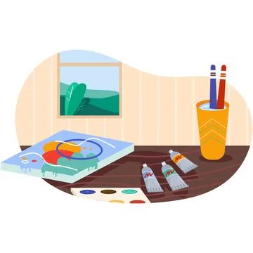 Art painting therapy workshop or artist class icon Stock Illustration