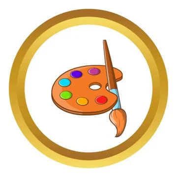 Art palette with paint brush vector icon Stock Illustration