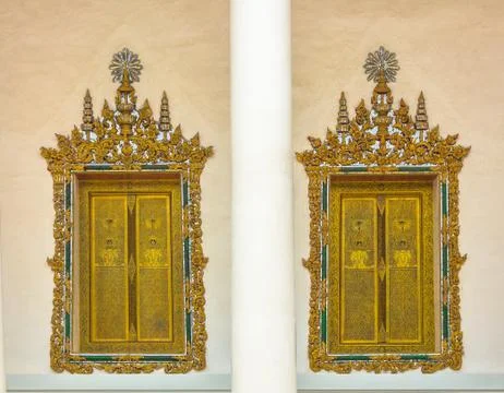 Art of pattern thai palace windows. Stock Photos