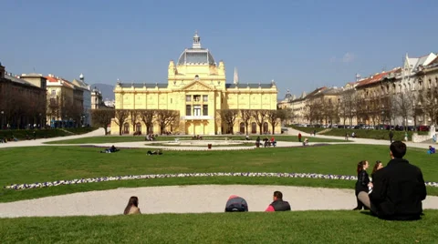 Art Pavilion in Zagreb Stock Footage 37102338