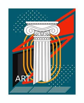 Art poster. Ancient column ionic order. Abstract background. Marble archite.. Stock Illustration