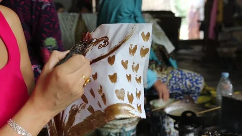 Art The process of making basic batik uses canting Stock Footage 265789254