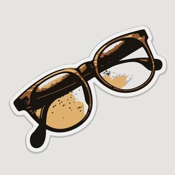 Art of prosaic glasses in the frame of a brown color Stock Illustration