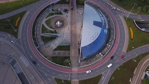 Art roundabout in Katowice from a drone. Stock Footage 155075122