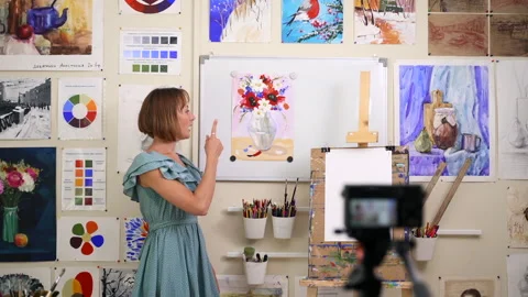 Art school distance learning artist records video tutorial Spbas 動画素材 158917042