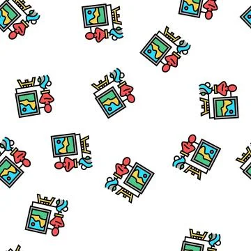 Art school lesson vector seamless pattern Stock Illustration