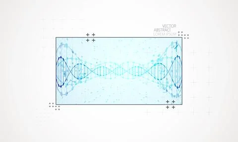 Art science template, wallpaper or banner with a DNA molecules. Stock Illustration