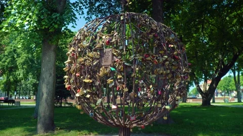 Art sculpture made of lock's Stock Footage 133526023