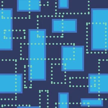 Art seamless mosaic pattern. Geometric abstract texture background. Blue squares Stock Illustration