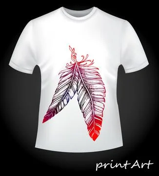 Art sketch protective mascot feathers on a T-shirt Stock Illustration