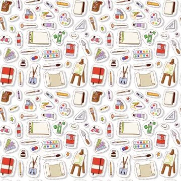Art stickers seamless pattern vector 스톡 일러스트