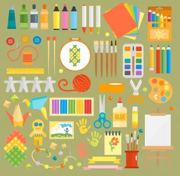 Art stickers seamless pattern vector colorful paper scrapbook drawing paints Stock Illustration