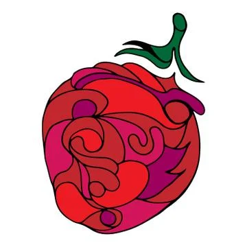 Art strawberry isolated on white Stock Illustration