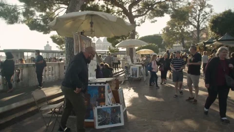Art in Street Market in Venice, Italy Stock Footage