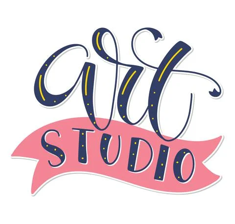 Art studio - colored vector illustration isolated on white background Stock Illustration