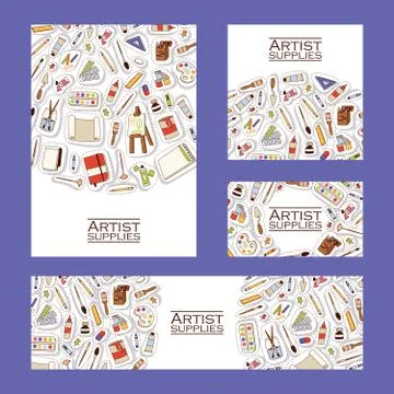 Art studio pattern vector studying in art-school with artist tools watercolor Stock Illustration