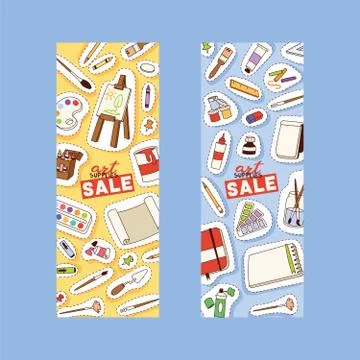 Art studio pattern vector studying in art-school with artist tools watercolor Stock Illustration