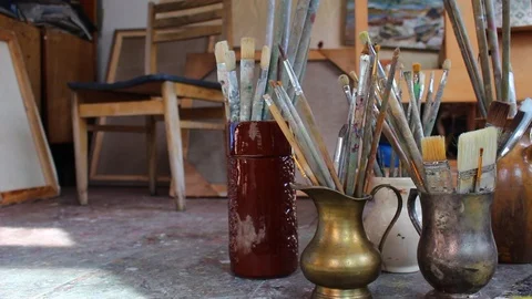 Art Studio Tools Stock Footage 85969569