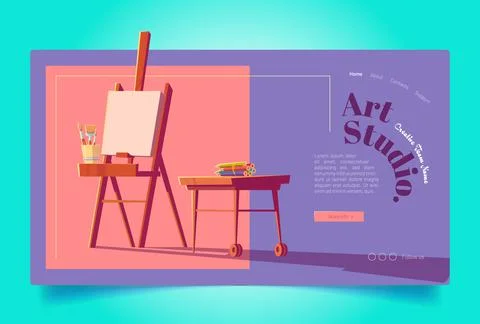 Art studio website. Workshop for painters 스톡 일러스트