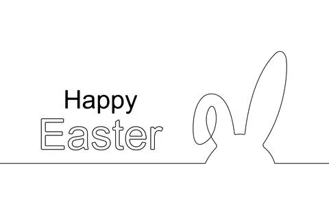 Art style easter card with bunny and happy easter lettering. Vector. 스톡 일러스트