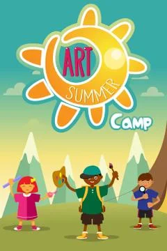 Art summer camp poster Stock Illustration