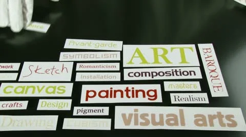Art terms, words, time lapse Stock Footage 12568793