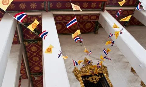 Art thai on ceiling of temple Stock Photos