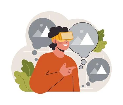Art therapy. Character developing a creativity. Self-expression idea. Stock Illustration