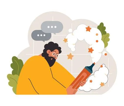 Art therapy. Character developing a creativity. Self-expression idea. Stock Illustration