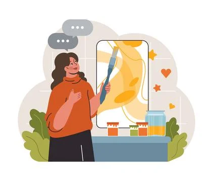 Art therapy. Character developing a creativity. Self-expression idea. Stock Illustration