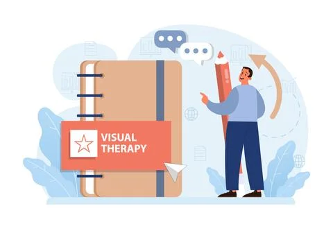 Art therapy. Character developing a creativity. Self-expression idea. Stock Illustration