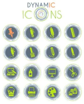 Art tools dynamic icons Stock Illustration