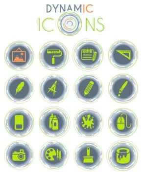 Art tools dynamic icons Stock Illustration