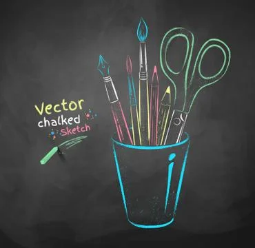 Art tools in holder Stock Illustration