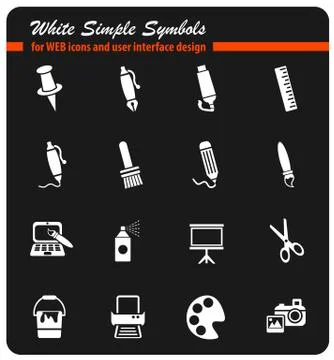 Art tools icon set Stock Illustration