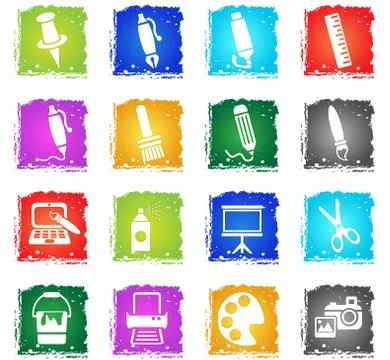 Art tools icon set Stock Illustration