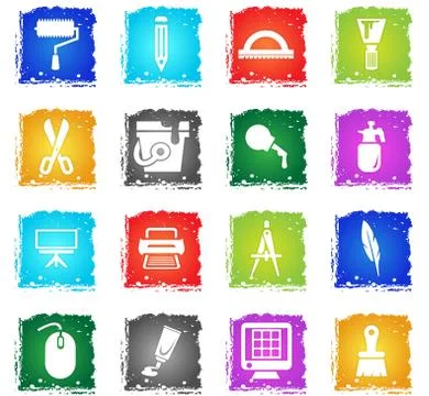 Art tools icon set Stock Illustration