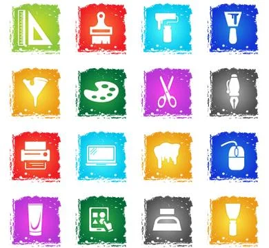Art tools icon set Stock Illustration