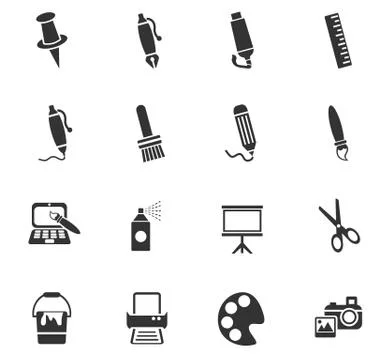 Art tools icon set Stock Illustration
