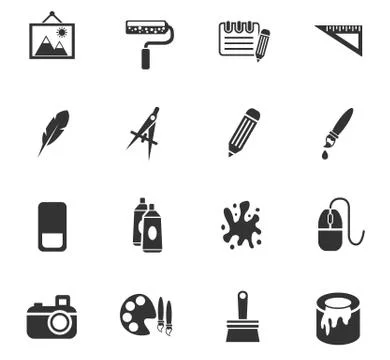 Art tools icon set Stock Illustration